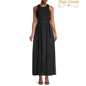 Toccin NY Saks Fifth Ave. Jet Black Belted Maxi Dress🖤🖤🖤